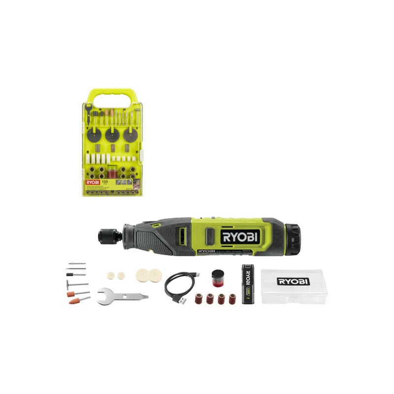 foto del prodotto ryobi confezione mini multi tool rrt4 120ga15 4v 1 batteria 2.0ah 1 cavo usb c 15 accessori kit di 155 acces