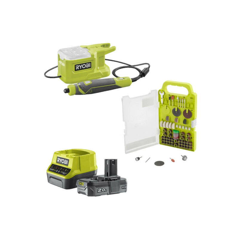 foto del prodotto ryobi confezione mini utensile multifunzione 18v oneplus rrt18 0 kit 155 accessori 1 batteria 2.0ah 1 caricatore