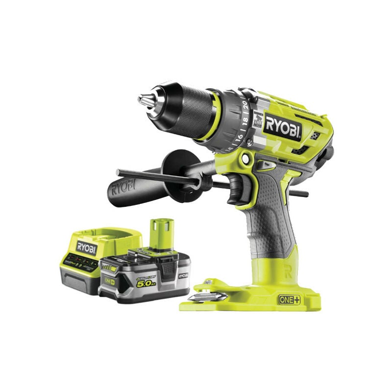 foto del prodotto ryobi confezione oneplus r18pd7 0 trapano a percussione senza spazzole 1 batteria 5.0ah 1 caricatore rapido rc18120 
