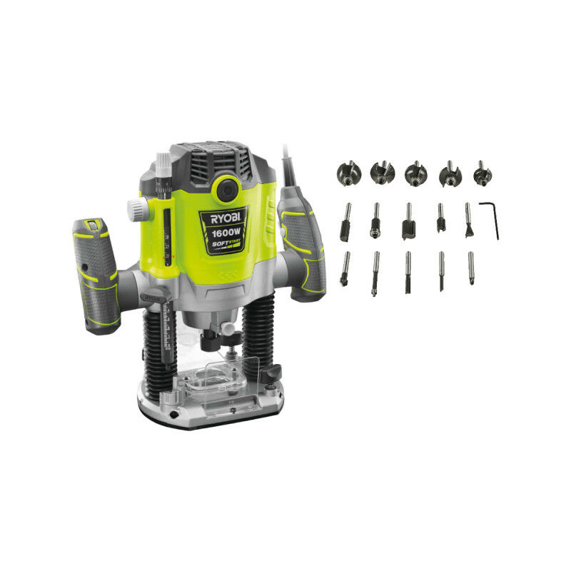 foto del prodotto ryobi confezione router elettrico rrt1600 k 1600w 254mm set di 15 frese miste rakrbs15