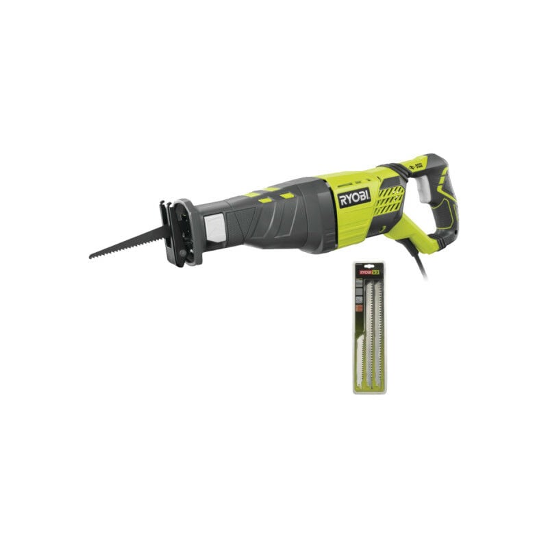 foto del prodotto ryobi confezione sega a sciabola elettrica rrs1200 k 1200w set di 3 lame per sega a sciabola acciaio e inox
