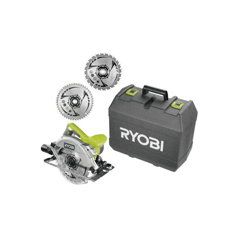 foto del prodotto ryobi confezione sega circolare rcs1600 k2b 1600w 66mm 1 lama 48 denti 2 lame 24 denti