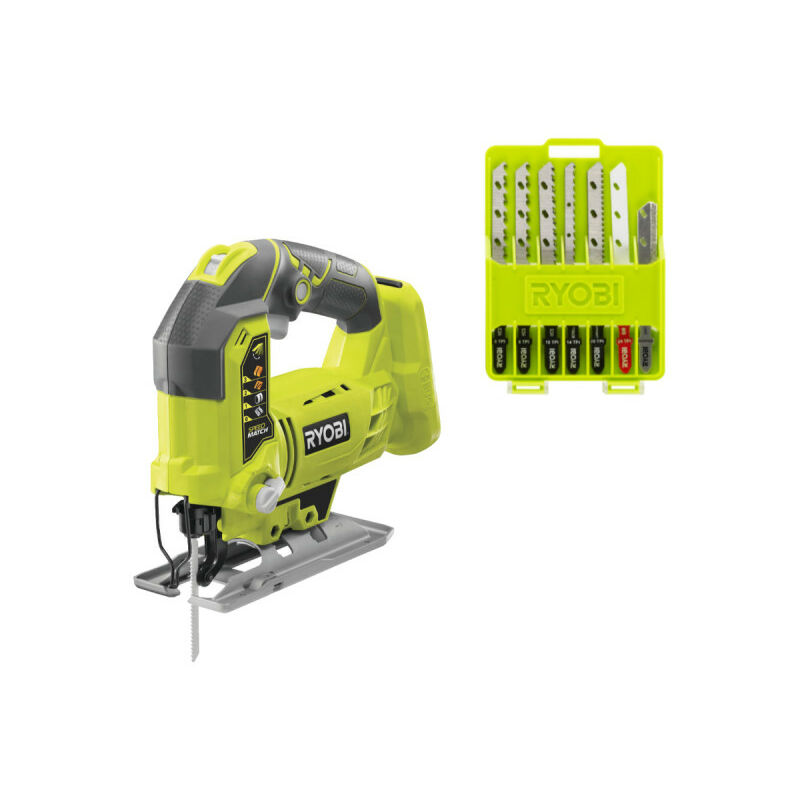 foto del prodotto ryobi confezione seghetto alternativo r18js 0 18 v oneplus senza batteria e caricatore 10 lame legno metallo plast