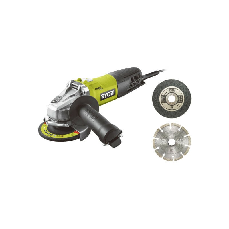 foto del prodotto ryobi confezione smerigliatrice angolare rag750 115g 750w 6 dischi rak6agd115 115mm