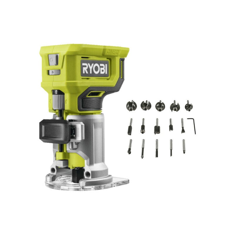 foto del prodotto ryobi confezione tagliaboschi rtr18 0 18v oneplus senza batteria e caricabatterie set di 15 frese a codolo rak