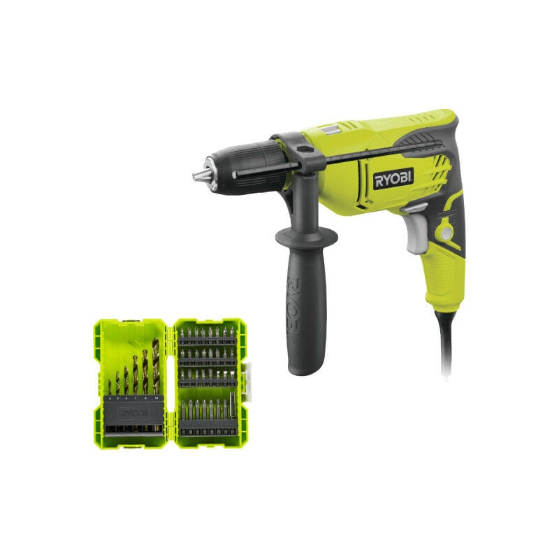 foto del prodotto ryobi confezione trapano a percussione rpd500 gc 500w valigetta antiurto impilabile rak38sdd 38 accessori per la f