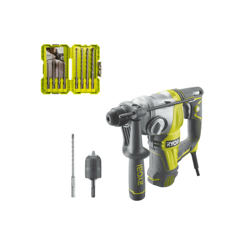 foto del prodotto ryobi confezione trapano a scalpello rsds800 kc sdsplus 800w 4 modalit scatola di impilamento 8 bit rak08sds2