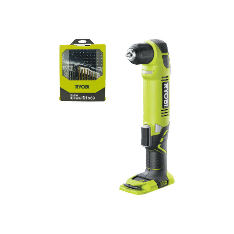 foto del prodotto ryobi confezione trapano avvitatore angolare rad1801m 18v oneplus senza batteria e caricatore set di 69 accessori