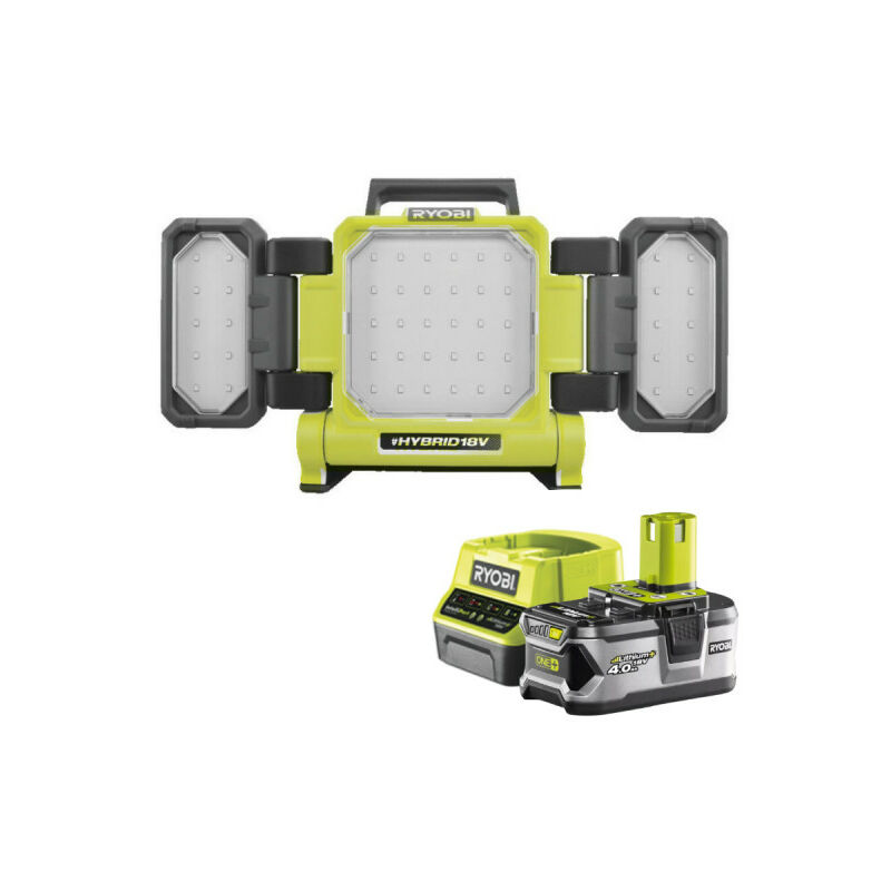 foto del prodotto ryobi confezione tripla lampada a pannello led 18v oneplus 3000 lumen rlp18 0 1 batteria 4.0ah 1 caricabatterie rapi