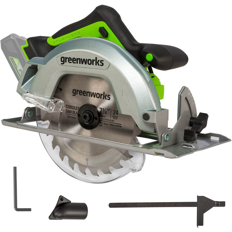 foto del prodotto ryobi greenworks gd24ks sega circolare a batteria, 4500 giri min., lama da 185mm, profondit di taglio 64mm, senza batteria 24v e caricabatterie,