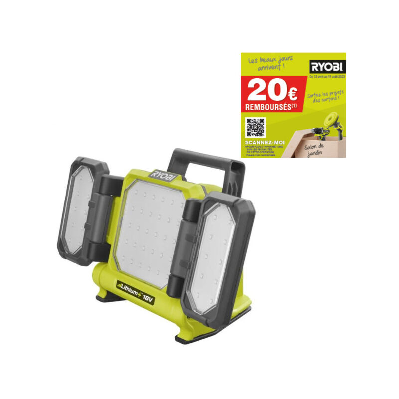 foto del prodotto ryobi lampada a pannello a tre led 18v one 3000 lumen senza batteria o caricatore rlp18 0