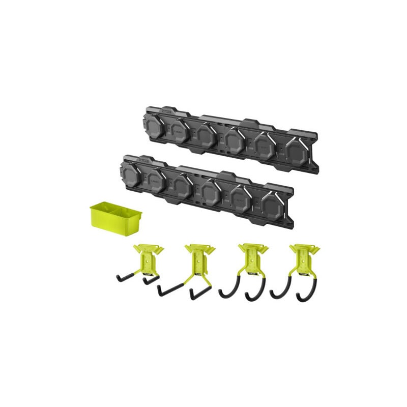 foto del prodotto ryobi link system starter pack 2 guide a parete 4 ganci 1 vassoio doppio rslwpk 7pc