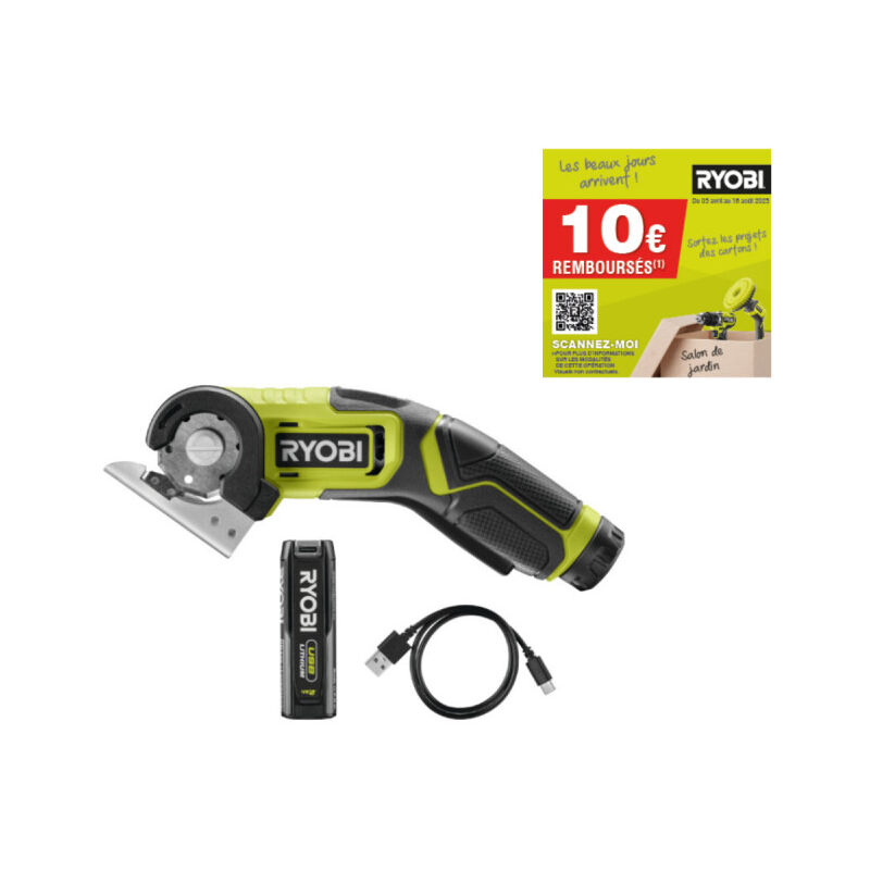 foto del prodotto ryobi mini sega rct4 120g 4v 1 batteria 2.0ah cavo usb c