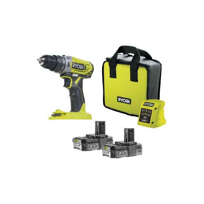 foto del prodotto ryobi oneplus 18v trapano a percussione 2 batterie 2.0 ah 1 caricatore r18pd2 220s