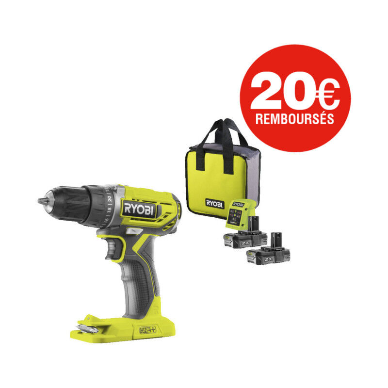 foto del prodotto ryobi r18dd2 220s 18v one plus 2 batterie 2,0ah 1 caricatore