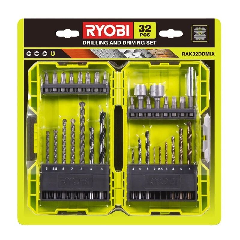 foto del prodotto ryobi rak32ddmix kit 32 bits 1 4 punte trapano avvitatore valigetta