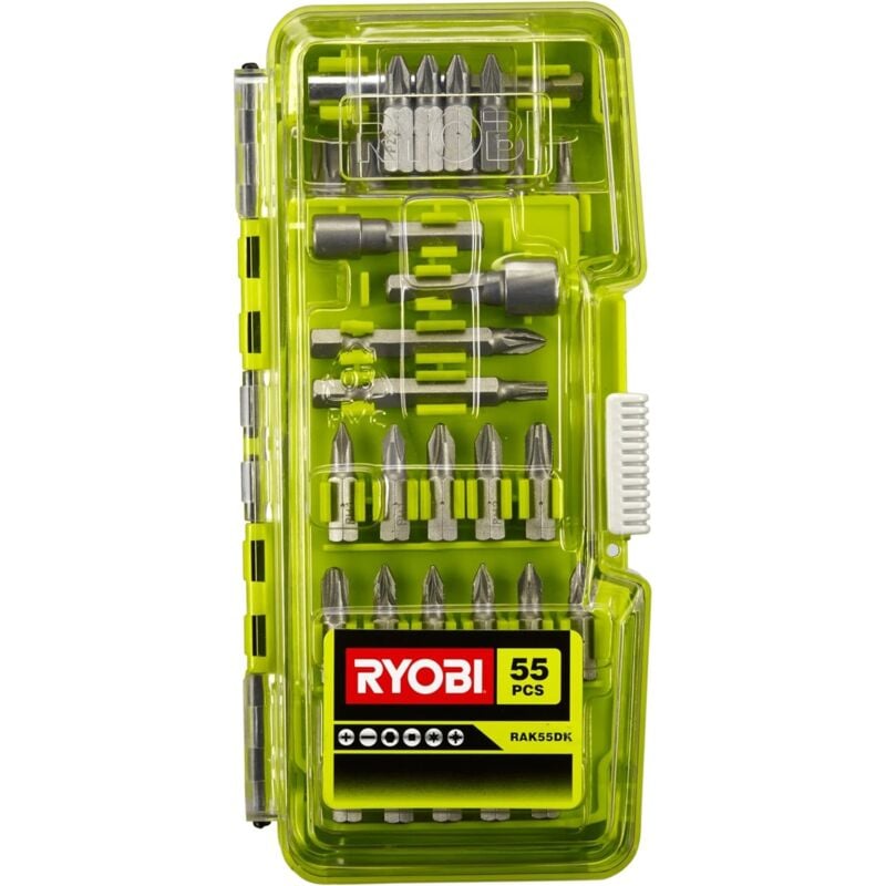 foto del prodotto ryobi rak55dk set di accessori per avvitamento e bullonatura da 55 pezzi