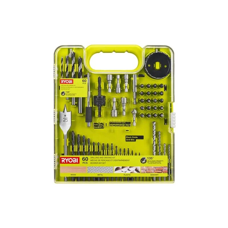 foto del prodotto ryobi rakdd60 set 60 bits 1 4 esagonale punte mecchie frese trapano avvitatore