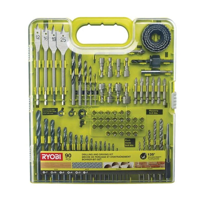 foto del prodotto ryobi rakdd90 kit 90 bits 1 4 esagonale punte frese mecchie trapano avvitatore