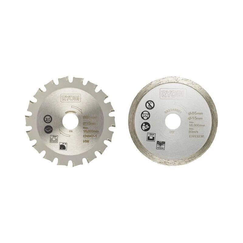 foto del prodotto ryobi rakmms02k set 2 lame sega circolare 86mm 15mm multi materiale r18mms