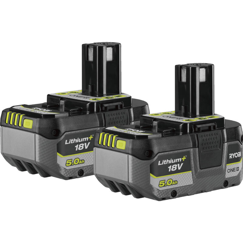 foto del prodotto ryobi rb1850x 2 batterie 5,0ah 18v indicatore livello carica