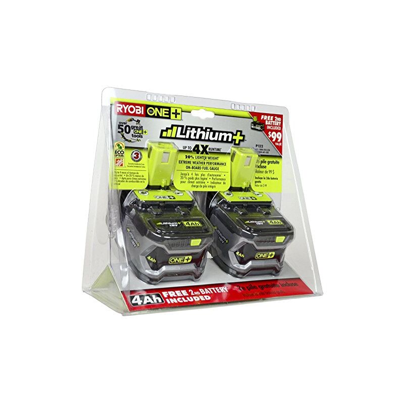 foto del prodotto ryobi rb18l40 2 batterie 18v one 4,0 ah indicatori carica