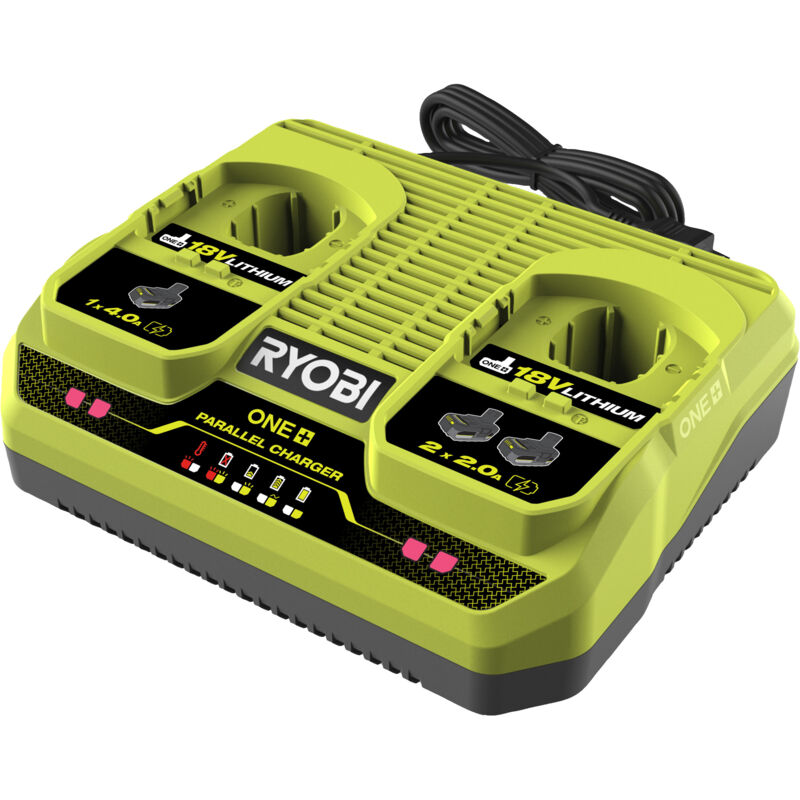 foto del prodotto ryobi rc18240 caricabatterie 2 porte parallelo 18v one 4ah h