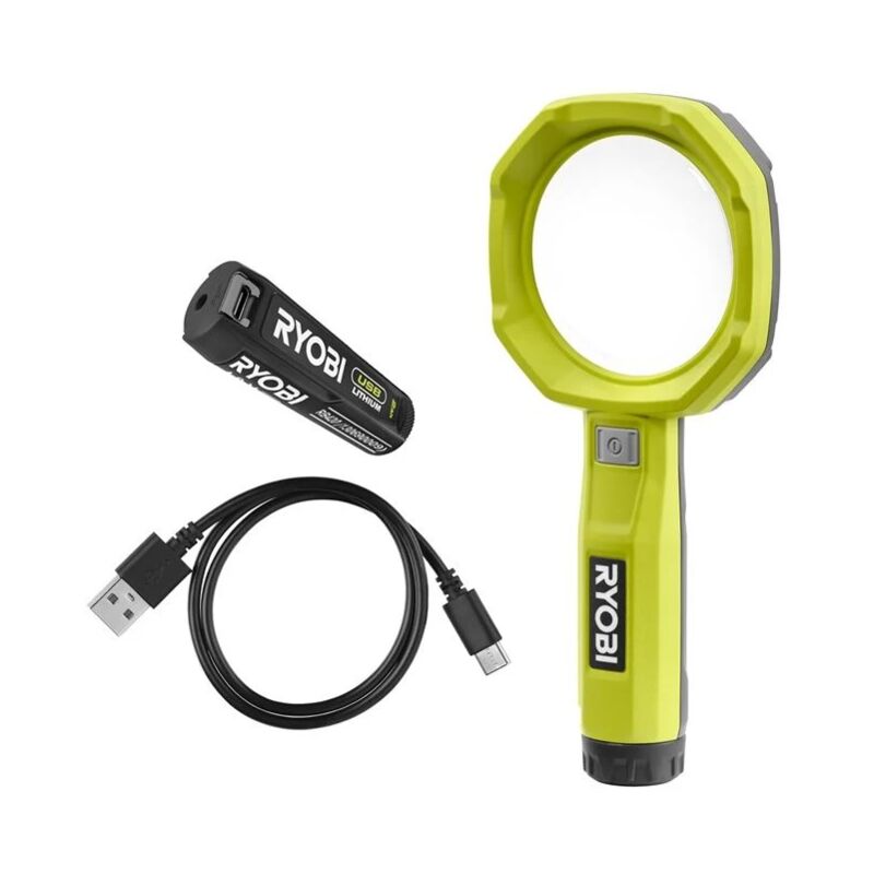 foto del prodotto ryobi rml4 120g lente ingrandimento batteria 4v usb 3x lithium 1x2.0ah