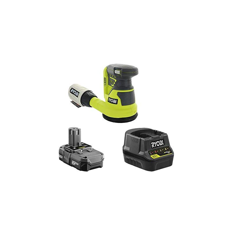 foto del prodotto ryobi rros18 0 levigatrice rotorbitale batteria 18v one 125mm kit 2.0 ah