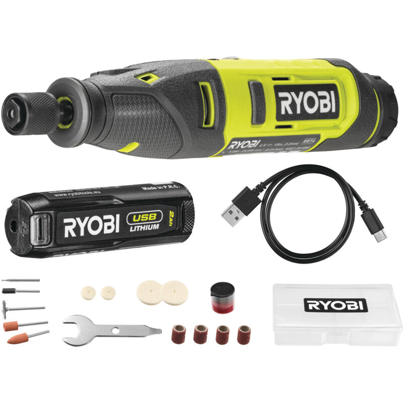 foto del prodotto ryobi rrt4 120ga15 utensile rotativo batteria 4v usb lithium 25.000 g min 2.0ah
