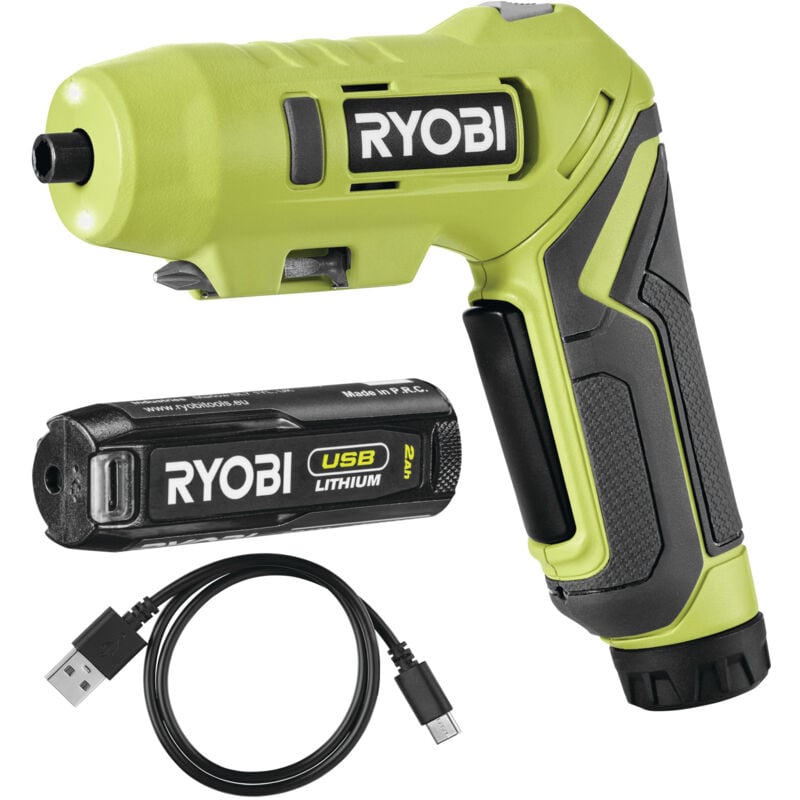 foto del prodotto ryobi rsdp4 120g trapano avvitatore impugnatura orientabile batteria 4v 2.0 ah