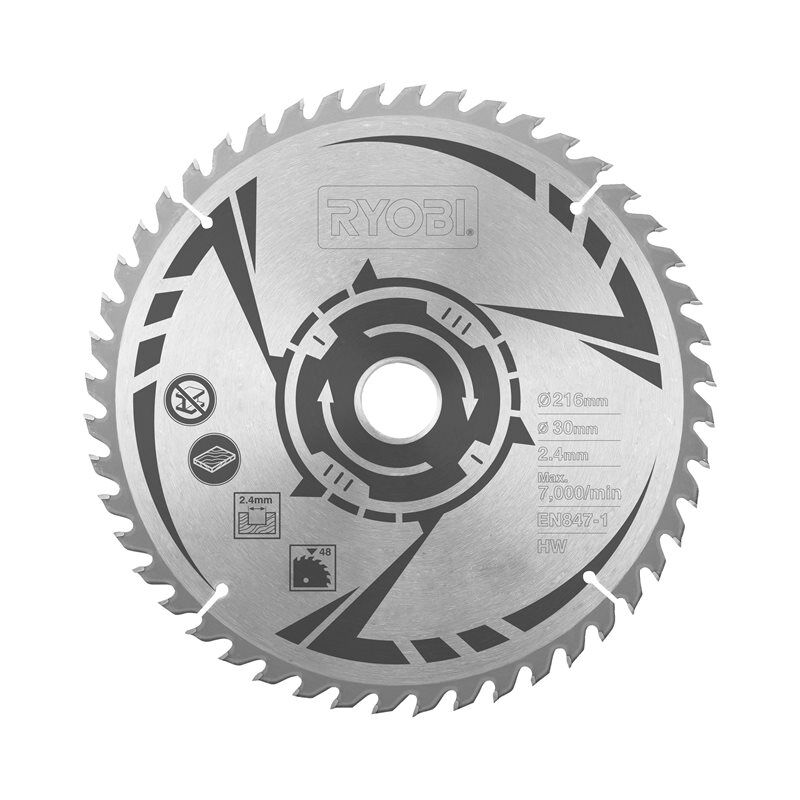 foto del prodotto ryobi sb216t48a1 lama sega circolare 216mm 30mm 2,4mm 48t legno ems216l
