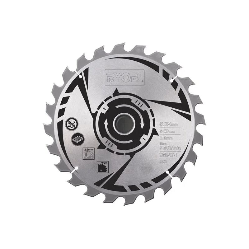 foto del prodotto ryobi sb254t24a1 lama troncatrice 254mm 30mm 2,6mm 24t legno rts1800 rtms1800