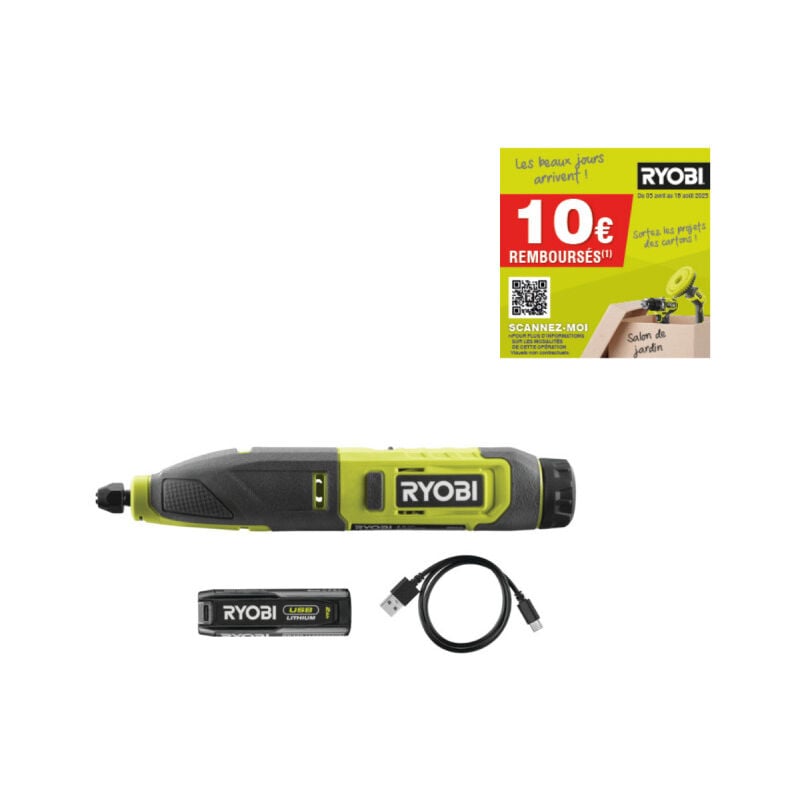 foto del prodotto ryobi scalpelli per legno rpc4 120g 4v 1 batteria 2.0ah 1 cavo usb c