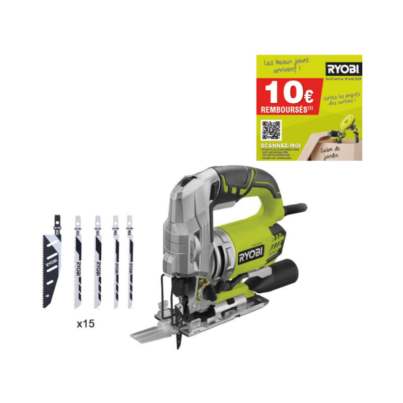 foto del prodotto ryobi seghetto alternativo 680 w 15 lame 105 mm rjs1050 ka15