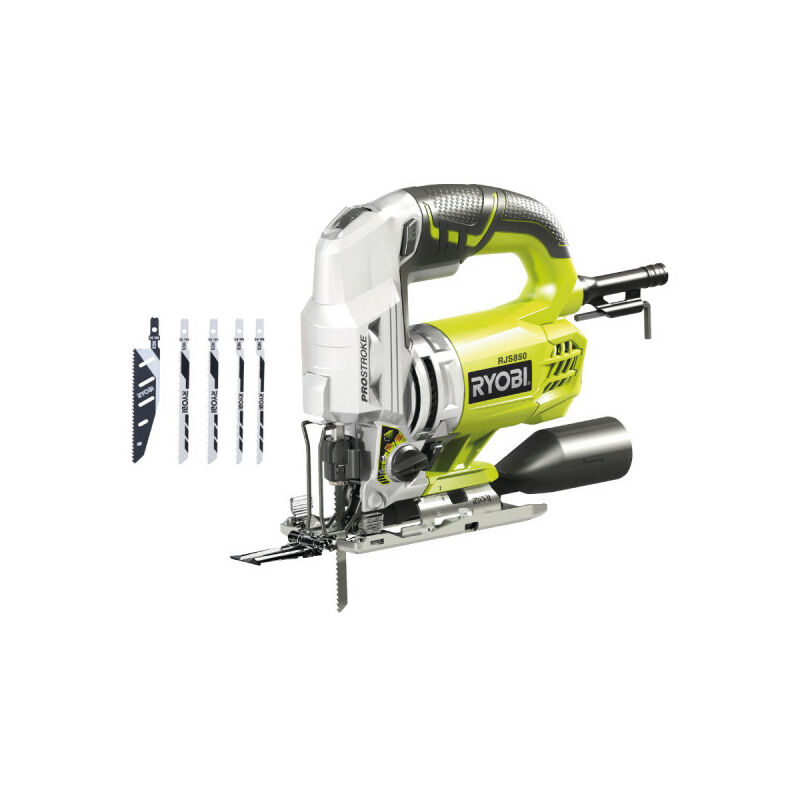 foto del prodotto ryobi seghetto alternativo a pendolo 600w 85mm legno set di 5 lame rjs 850ka5