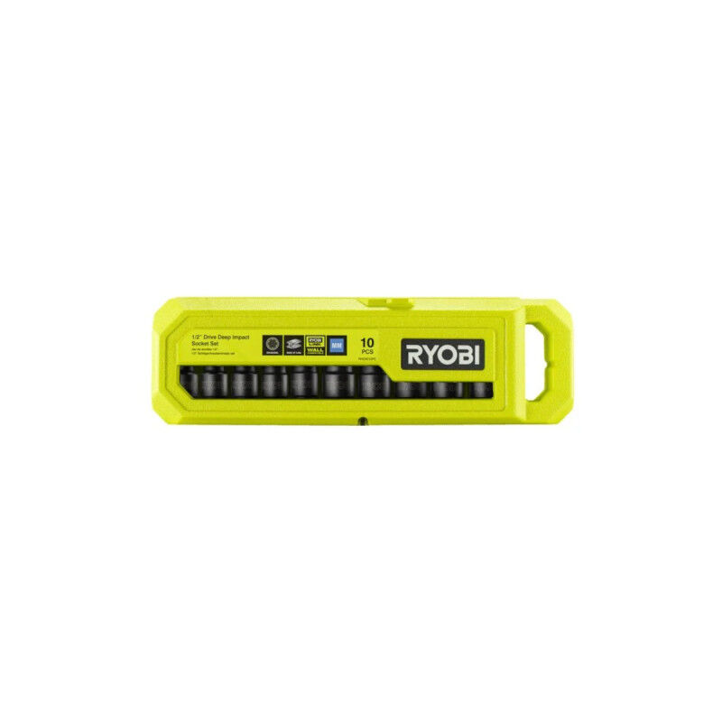 foto del prodotto ryobi set di 10 prese per auto 1 2 quadro da 10 a 24 mm rhdis10pc