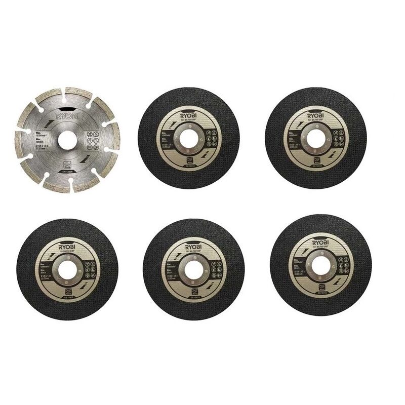 foto del prodotto ryobi set di 6 dischi per smerigliatrice rak6agd125, diametro 125 mm