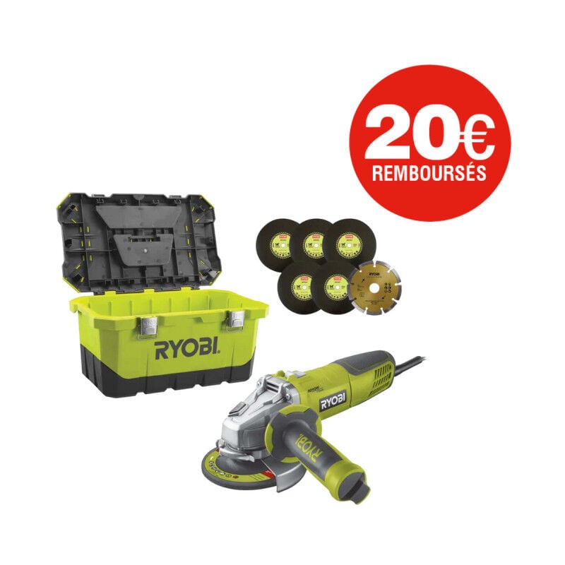 foto del prodotto ryobi smerigliatrice angolare rag1010 125ta6 1010w 125mm 1 valigetta di stoccaggio