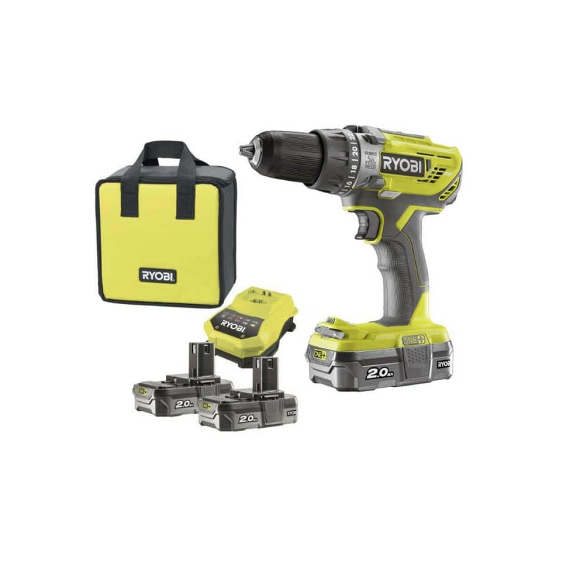 foto del prodotto ryobi trapano a percussione a 2 velocit 2 velocit 18v oneplus lithiumplus batterie 2x 2,0 ah r18pd3 220s