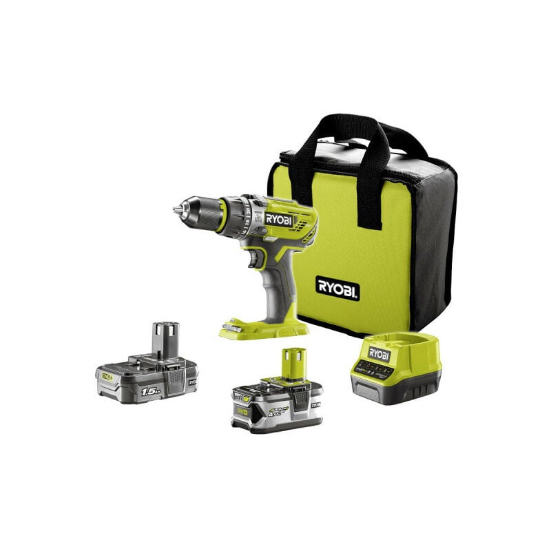 foto del prodotto ryobi trapano avvitatore 18v oneplus 2 velocit 2 batterie lithiumplus 4,0 ah e 1,5ah 1 caricatore rapido r18dd3