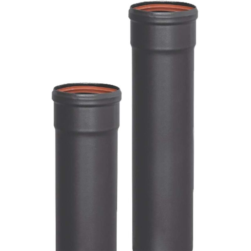 foto del prodotto s m 485503 tubo smaltato maschio femmina colore nero 80 mm e 25 cm di lunghezza condotto per uscita camini e stufe a pellet resiste alla