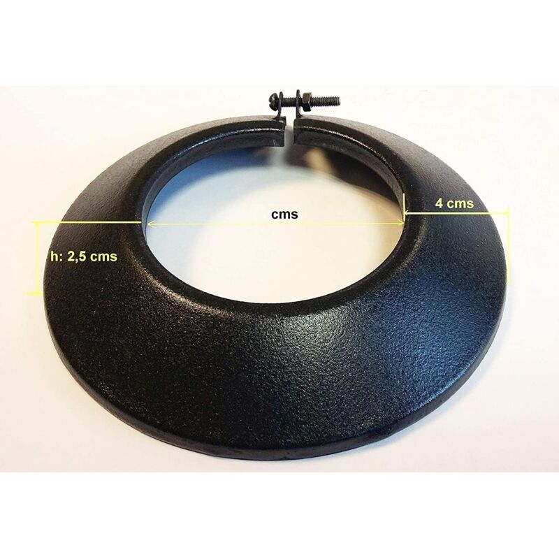 foto del prodotto s m abbellimento nero vetrificato 900 c 120 mm rosone per condotti di stufe e caminetti