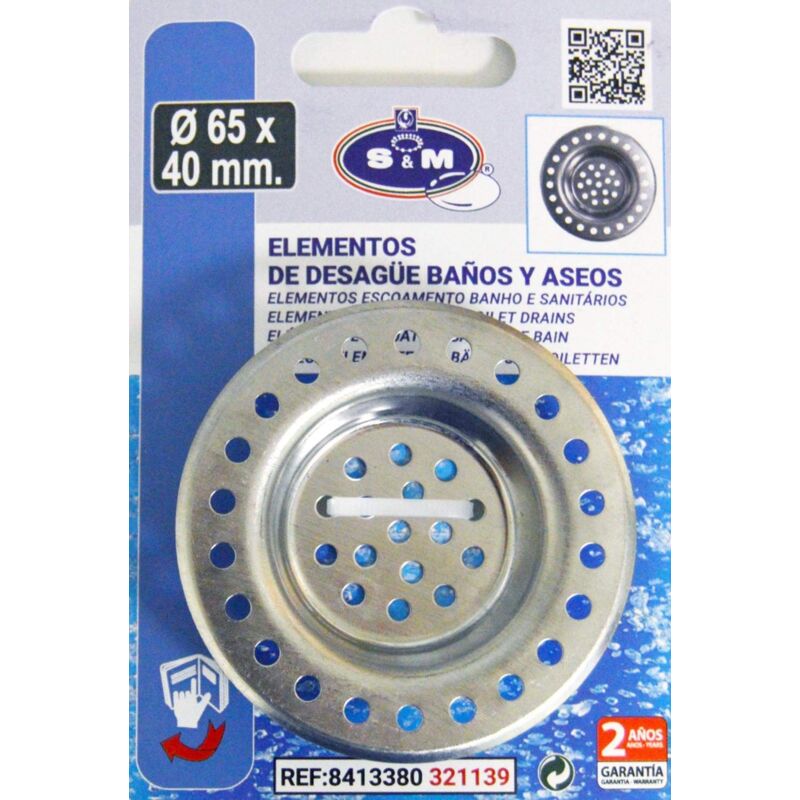 foto del prodotto s m griglia in acciaio inox per scarico lavello cucina e o bagno 65 x 40 mm