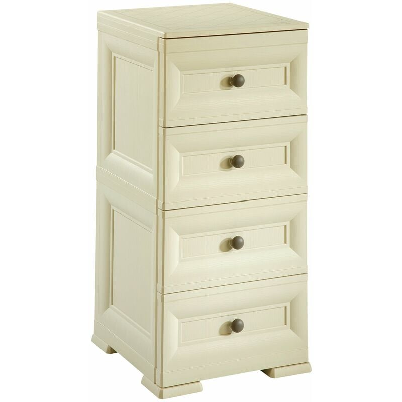 foto del prodotto s.p.a. cassettiera stretta 4 cassetti piccoli mobile contenitore, angora, 40x47x85.5 cm tontarelli