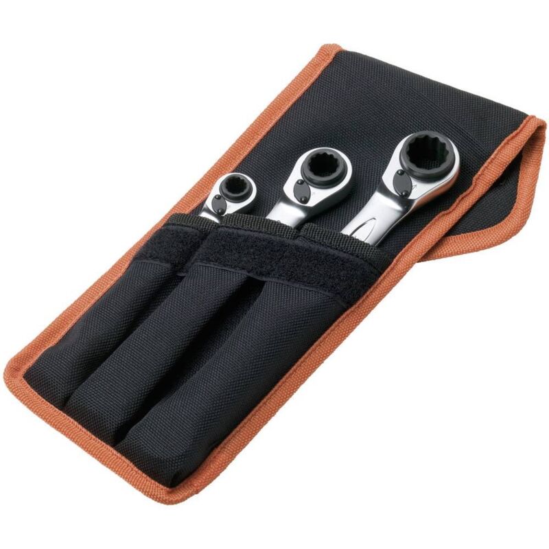 foto del prodotto s4rm 3t kit chiavi combinate a cricchetto 3 parti misura metrica 8 19 mm bahco