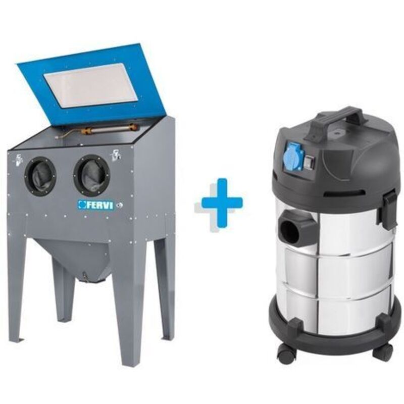 foto del prodotto sabbiatrice professionale con pistola guanti sabbiare sabbiatura fervi 0575s