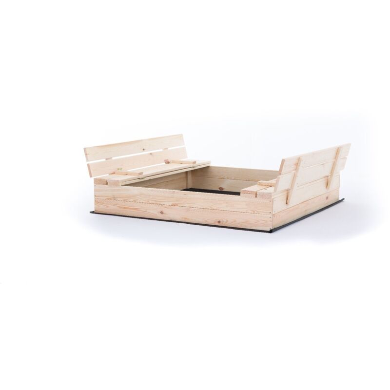 foto del prodotto sabbiera con coperchio e panche 140x140 cm legno