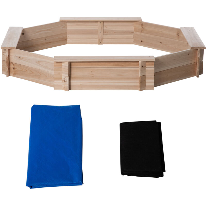 foto del prodotto sabbiera per bambini 3 8 anni da giardino con sedili e copertura legno outsunny