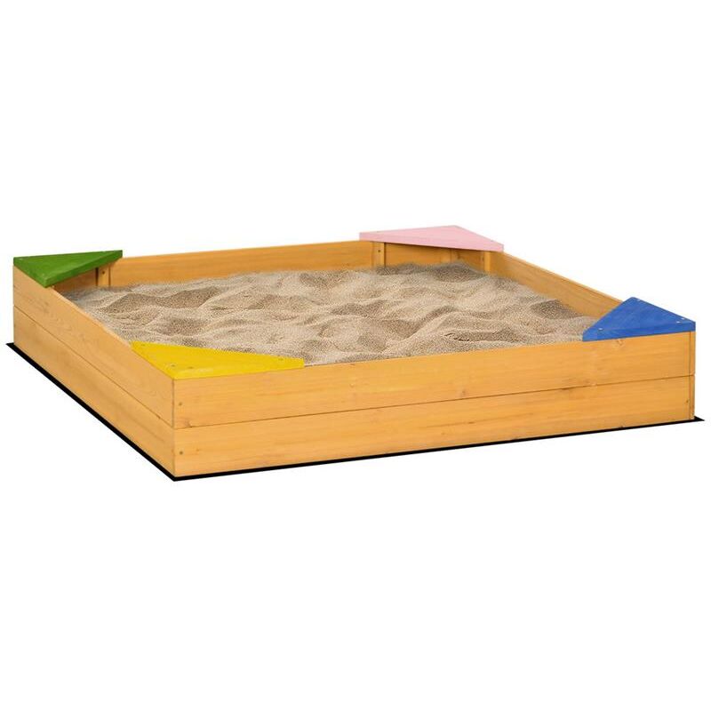 foto del prodotto sabbiera per bambini in legno di abete con design senza fondo 109x109x20cm
